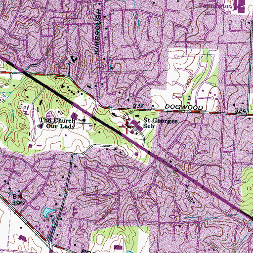 Topographic Map of Saint Georges Episcopal Church, TN