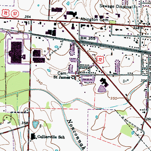 Topographic Map of Saint James Cemetery, TN