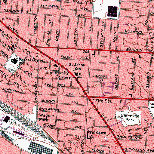Topographic Map of Saint John Catholic Church, TN
