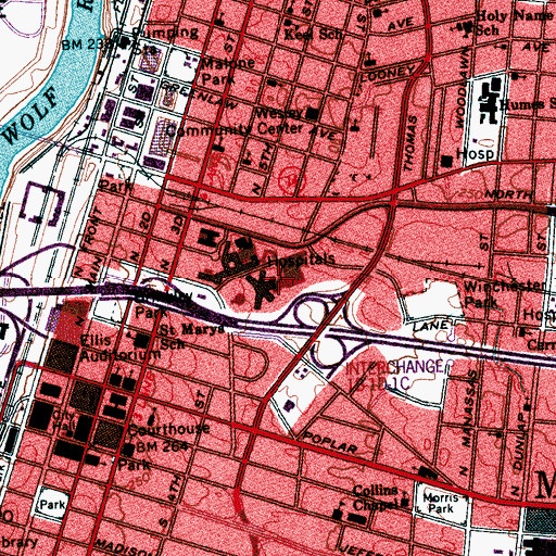 Topographic Map of Saint Jude Childrens Research Hospital, TN