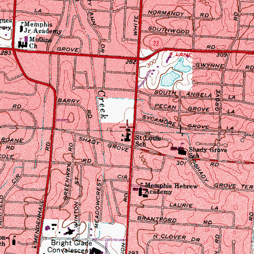Topographic Map of Saint Louis Catholic Church, TN