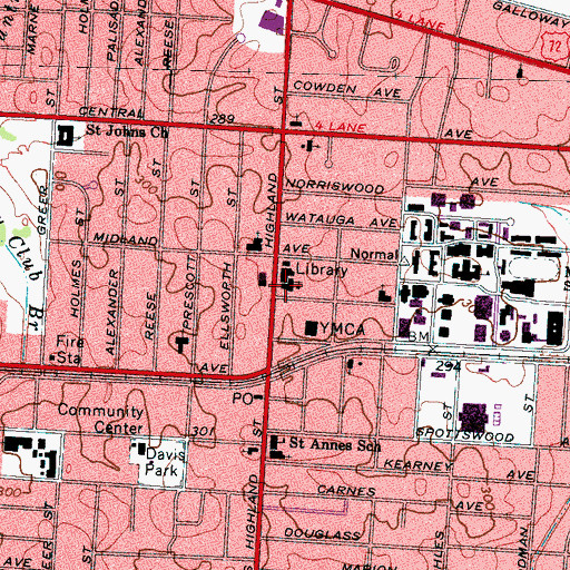 Topographic Map of Saint Lukes United Methodist Church, TN