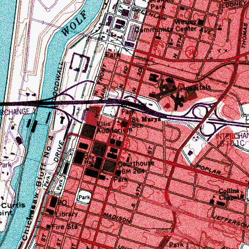 Topographic Map of Saint Marys Catholic Church, TN