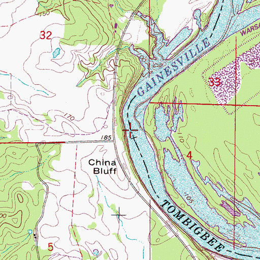 Topographic Map of China Bluff Bar, AL