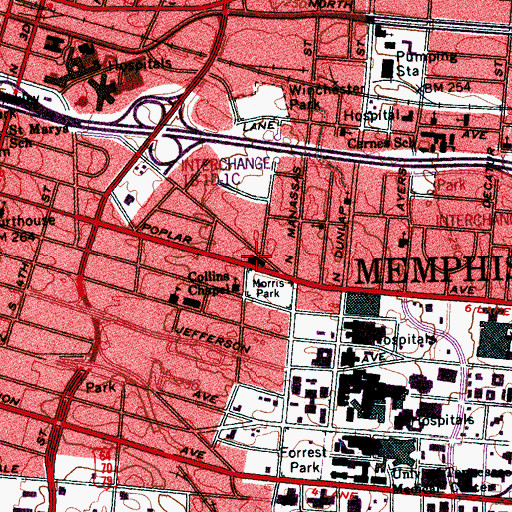 Topographic Map of Saint Marys Episcopal Cathedral, TN