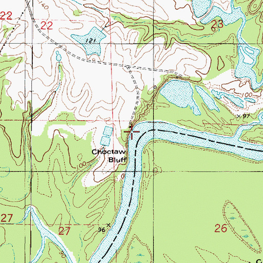 Topographic Map of Choctaw Bluff Landing (historical), AL