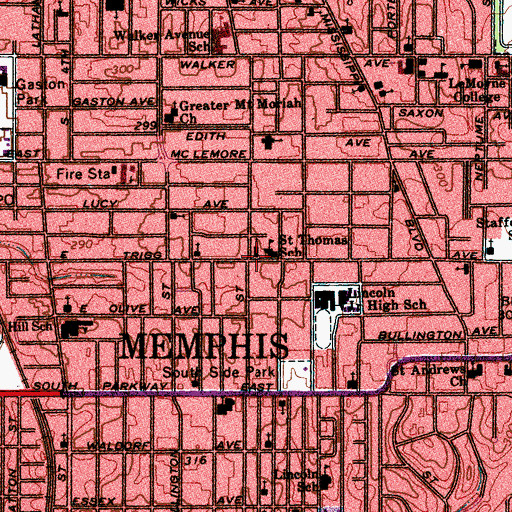 Topographic Map of Saint Thomas Catholic Church, TN