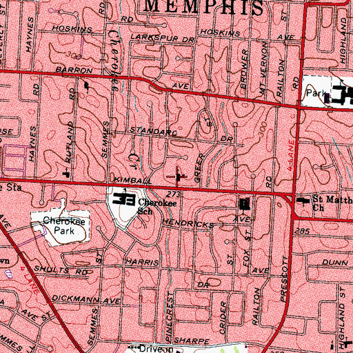 Topographic Map of Salem Gilfield Baptist Church, TN