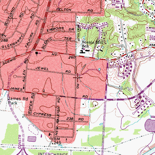 Topographic Map of Scenic Assembly of God Church, TN
