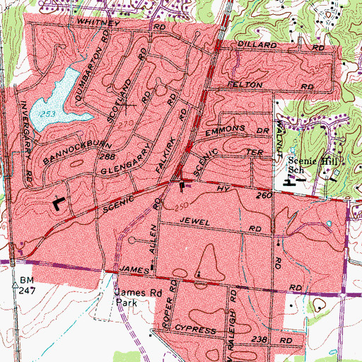 Topographic Map of Scenic Hills Baptist Church, TN