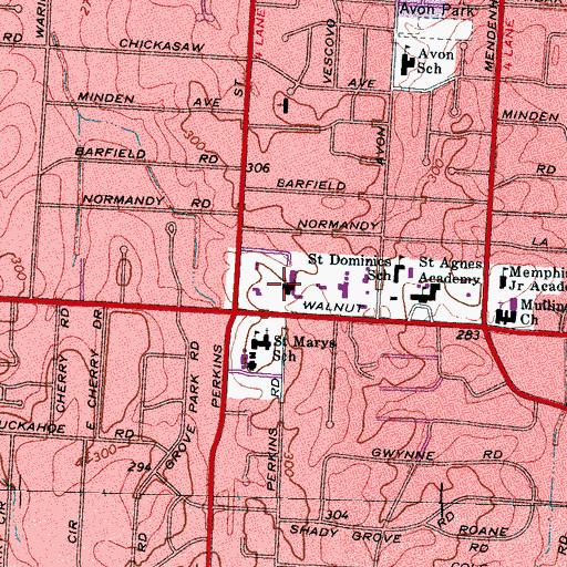 Topographic Map of Second Baptist Church, TN