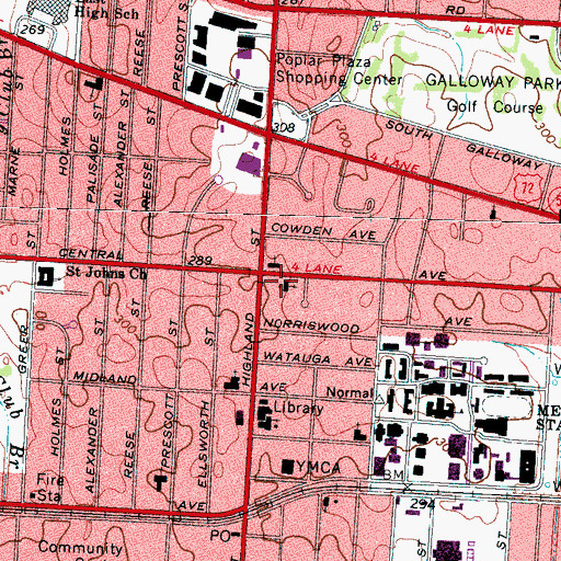 Topographic Map of Second Church of Christ Science, TN