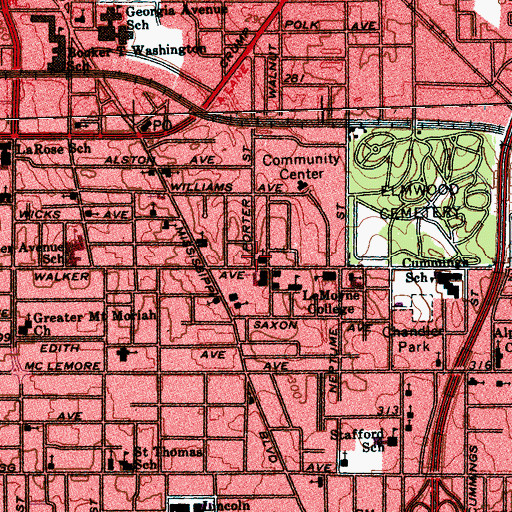 Topographic Map of Second Congregational Church, TN