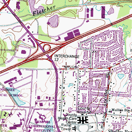 Topographic Map of Shelby Crossing Shopping Center, TN