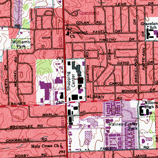Topographic Map of South Plaza Shopping Center, TN