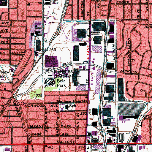 Topographic Map of Southgate Shopping Center, TN