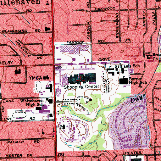 Topographic Map of Southland Mall Shopping Center, TN