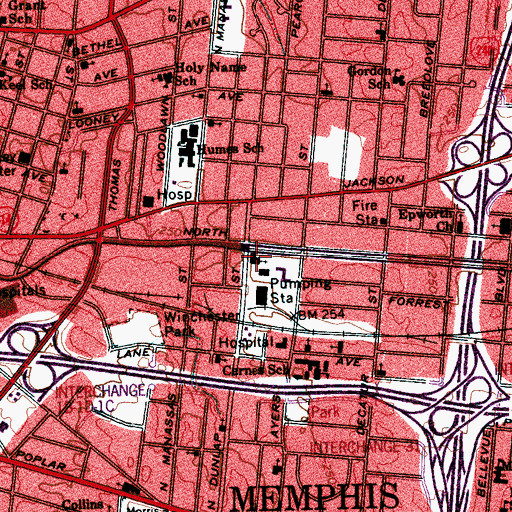 Topographic Map of Spirit of Life Church of God in Christ, TN