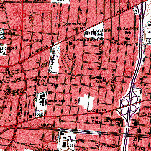 Topographic Map of Straight Way Church of God in Christ, TN