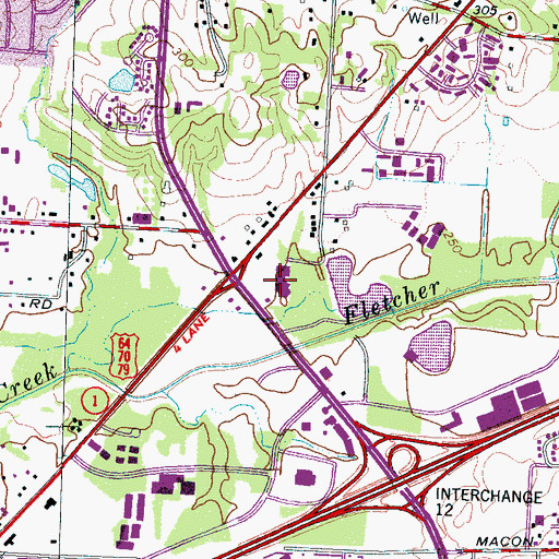 Topographic Map of Sycamore Square Mall Shopping Center, TN