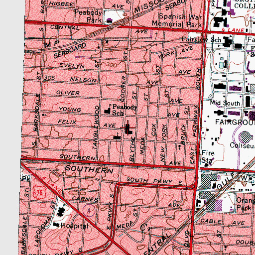 Topographic Map of Temple Baptist Church, TN