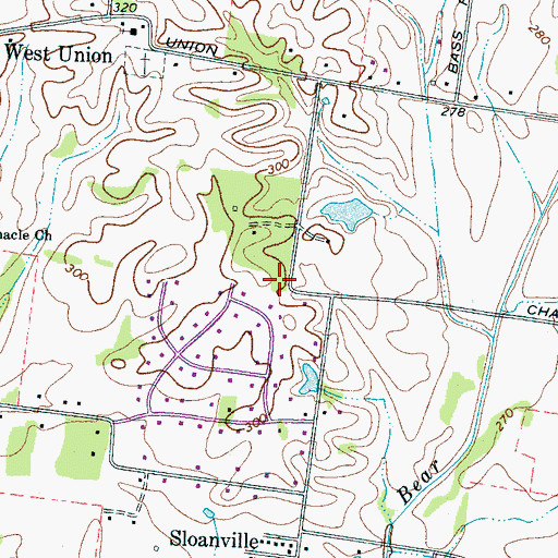 Topographic Map of Temple Baptist Church (historical), TN