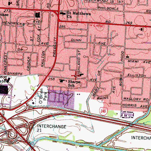 Topographic Map of Temple of Christ, TN