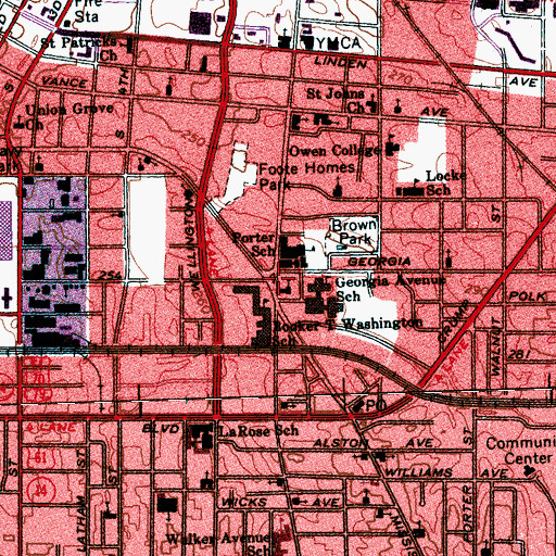 Topographic Map of Temple Church of God in Christ, TN