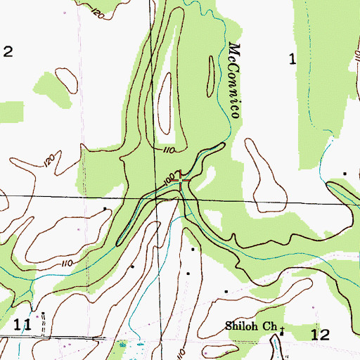 Topographic Map of Cobb Creek, AL
