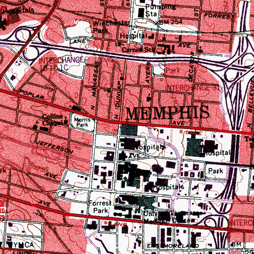 Topographic Map of Tennessee Psychiatric Hospital and Research Institute, TN