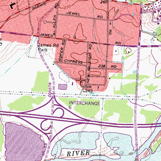 Topographic Map of Thomas Chapel Missionary Baptist Church, TN