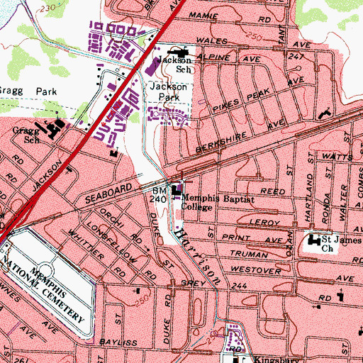 Topographic Map of Thrifthaven Baptist Church, TN