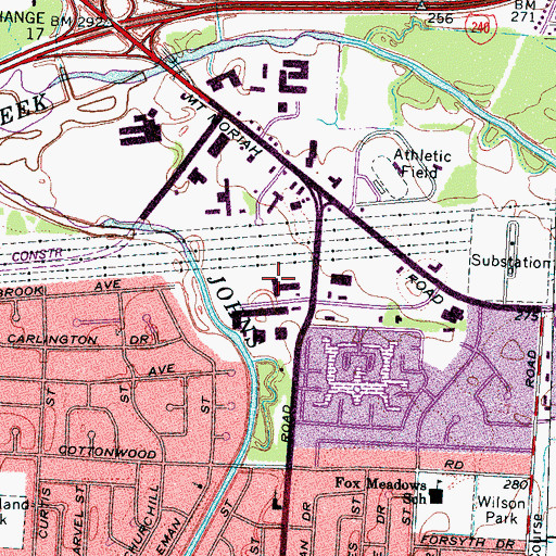 Topographic Map of Town and Country Shopping Center, TN