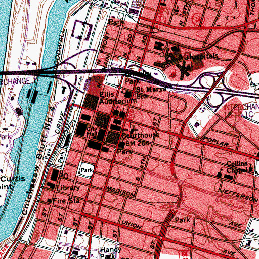 Topographic Map of Trinity Lutheran Church, TN