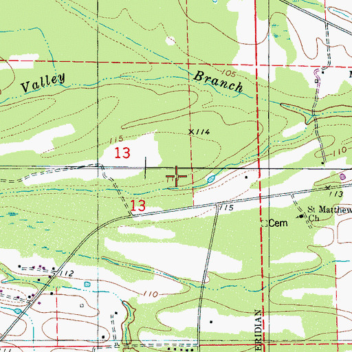 Topographic Map of Cobbs Branch, AL
