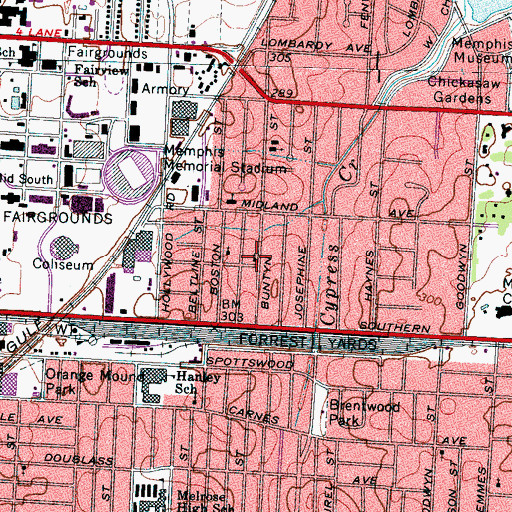 Topographic Map of True Hope Baptist Church, TN