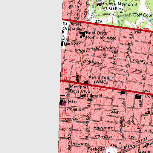 Topographic Map of Union Avenue Church of Christ, TN