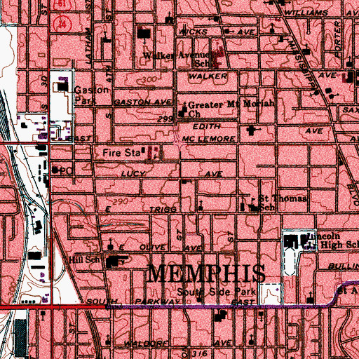 Topographic Map of Union Progressive Missionary Baptist Church, TN