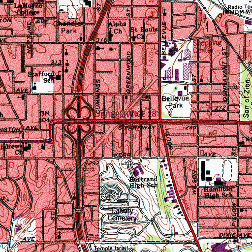 Topographic Map of Ward Chapel African Methodist Episcopal Church, TN
