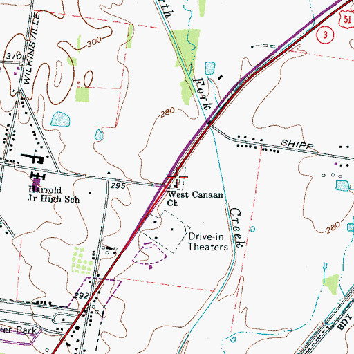 Topographic Map of West Canaan Cemetery, TN