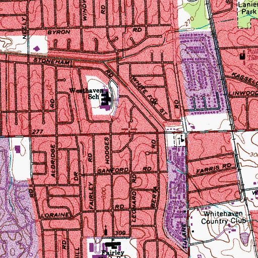 Topographic Map of Westhaven Baptist Church, TN