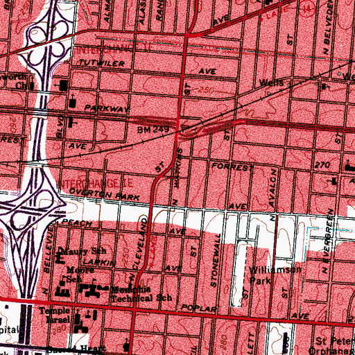 Topographic Map of Westminster Presbyterian Church, TN