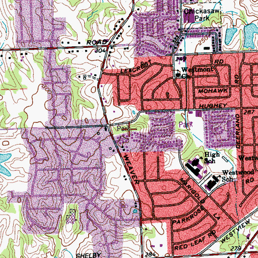 Topographic Map of Western Park, TN