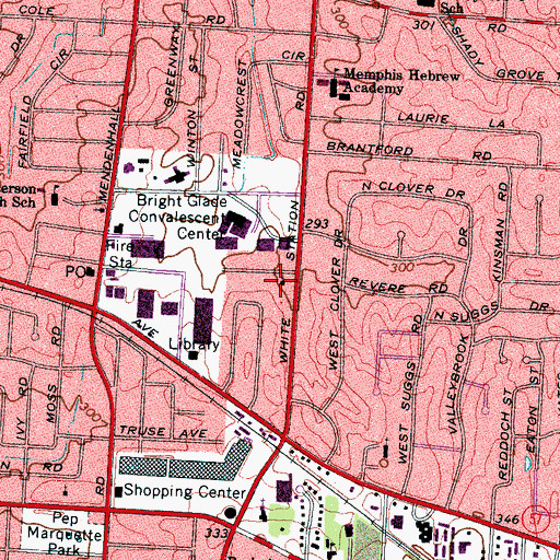 Topographic Map of White Station Baptist Church, TN