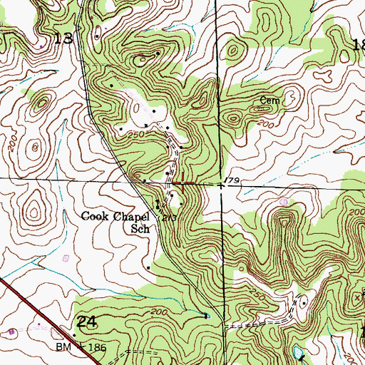 Topographic Map of Cooks Chapel, AL