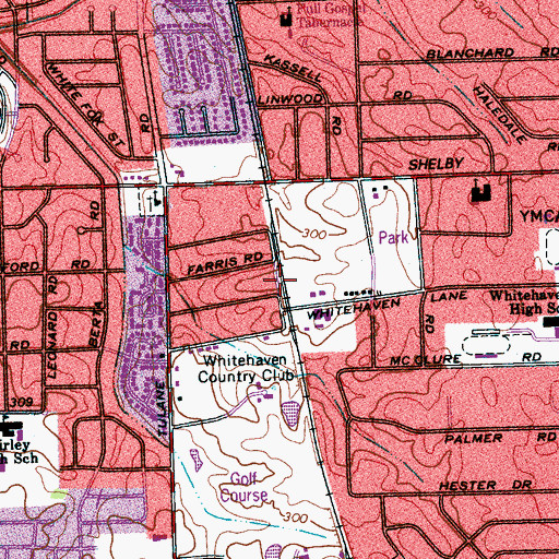 Topographic Map of Whitehaven Station (historical), TN