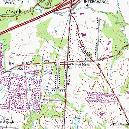 Topographic Map of Whitten Memorial Baptist Church, TN