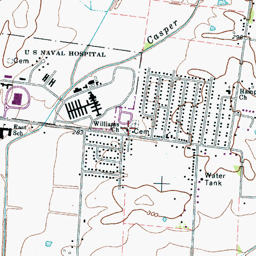 Topographic Map of Williams Chapel Cemetery, TN