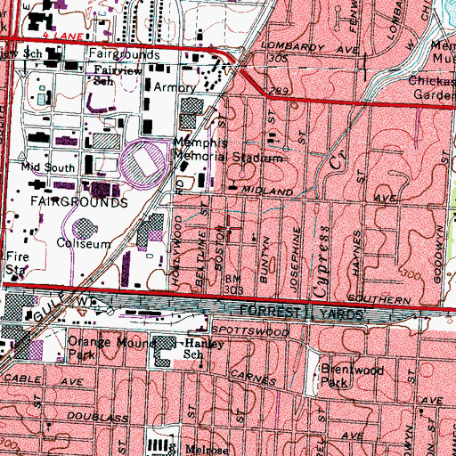 Topographic Map of Williams Temple Church of God in Christ, TN