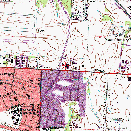 Topographic Map of Winchester Square Shopping Center, TN